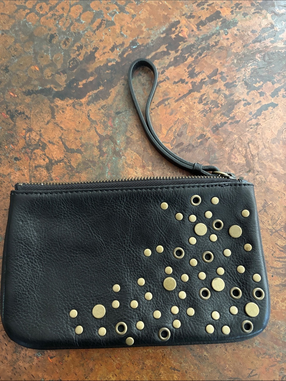 J Crew Studded Wristlet Leather Pouch - NEW